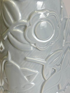 Art Deco Pale Blue Faience Vase by St Clement, France, 1930s