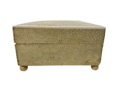 Art Deco Pale Green Shagreen Covered Box on Ball Feet and Bone Edged Lid