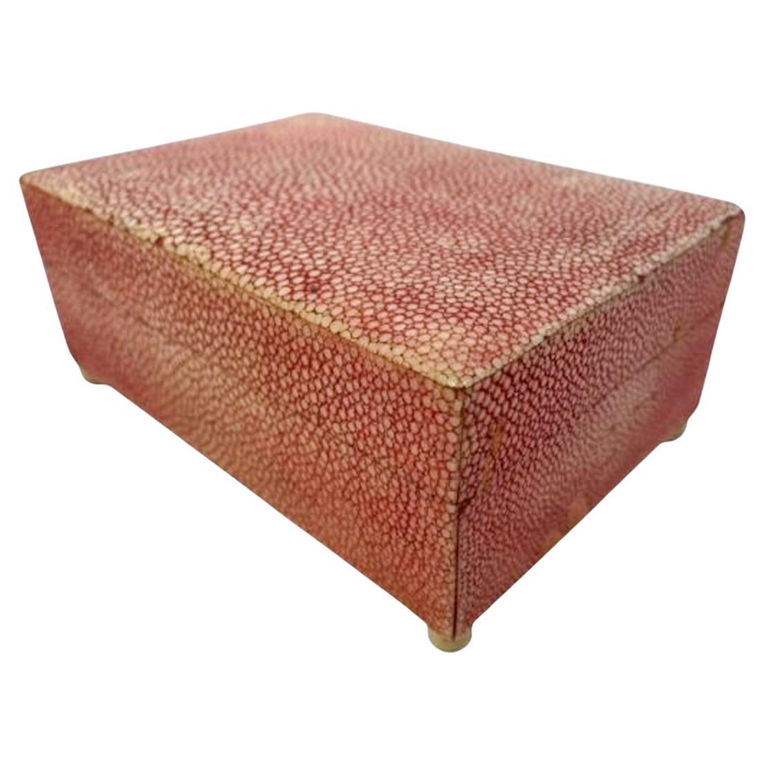 Caja Art Decó con tapa de gamuza rosa pálido sobre pies esféricos