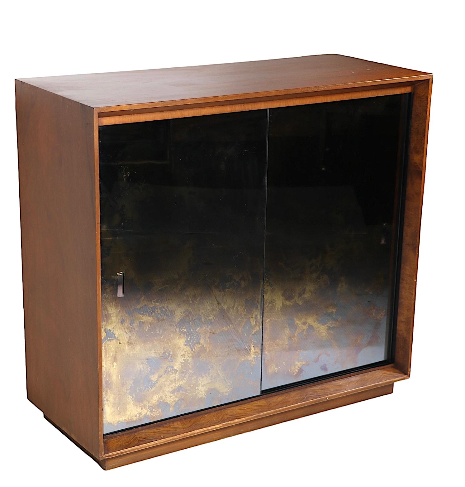 20th Century Art Deco Palladio Glass  Front Storage Cabinet  Gilbert Rohde for Herman Miller  For Sale