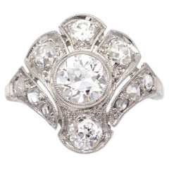 Art Deco palm 2 cts diamond ring in platinum