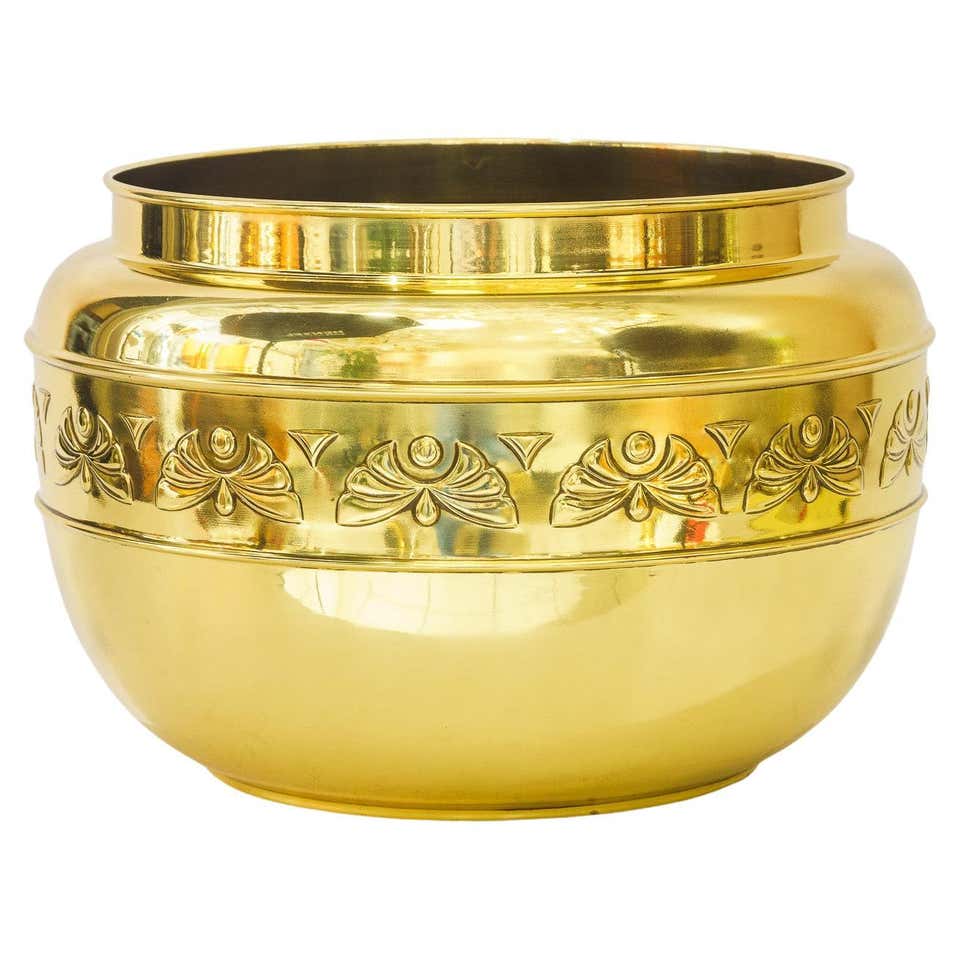 Barss Pot Art Deco hammered brass palm pot vienna around 1920s For Sale at 1stDibs