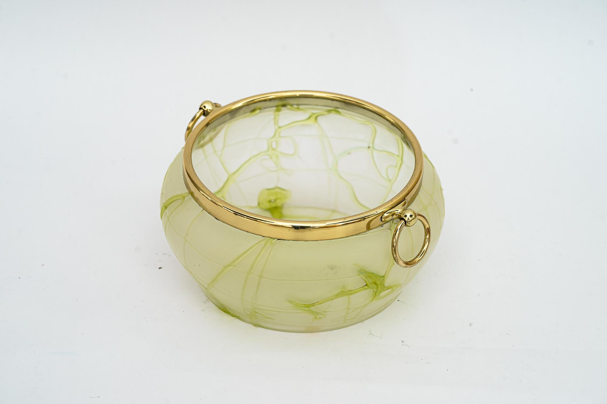 Early 20th Century Art Deco Palme Koenig Glass Fruit Bowl Vienna Around 1920s For Sale