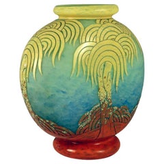Art Deco Palmier Vase by Le Verre Francais & Charder