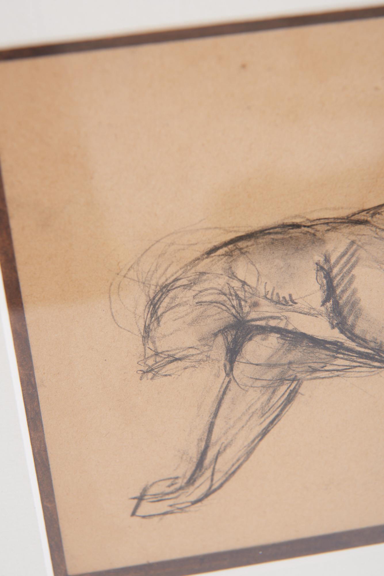 20th Century Art Deco Panther Drawing For Sale