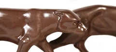 Art Deco Panther Figures on a Solid Marble Base, French, C1930's