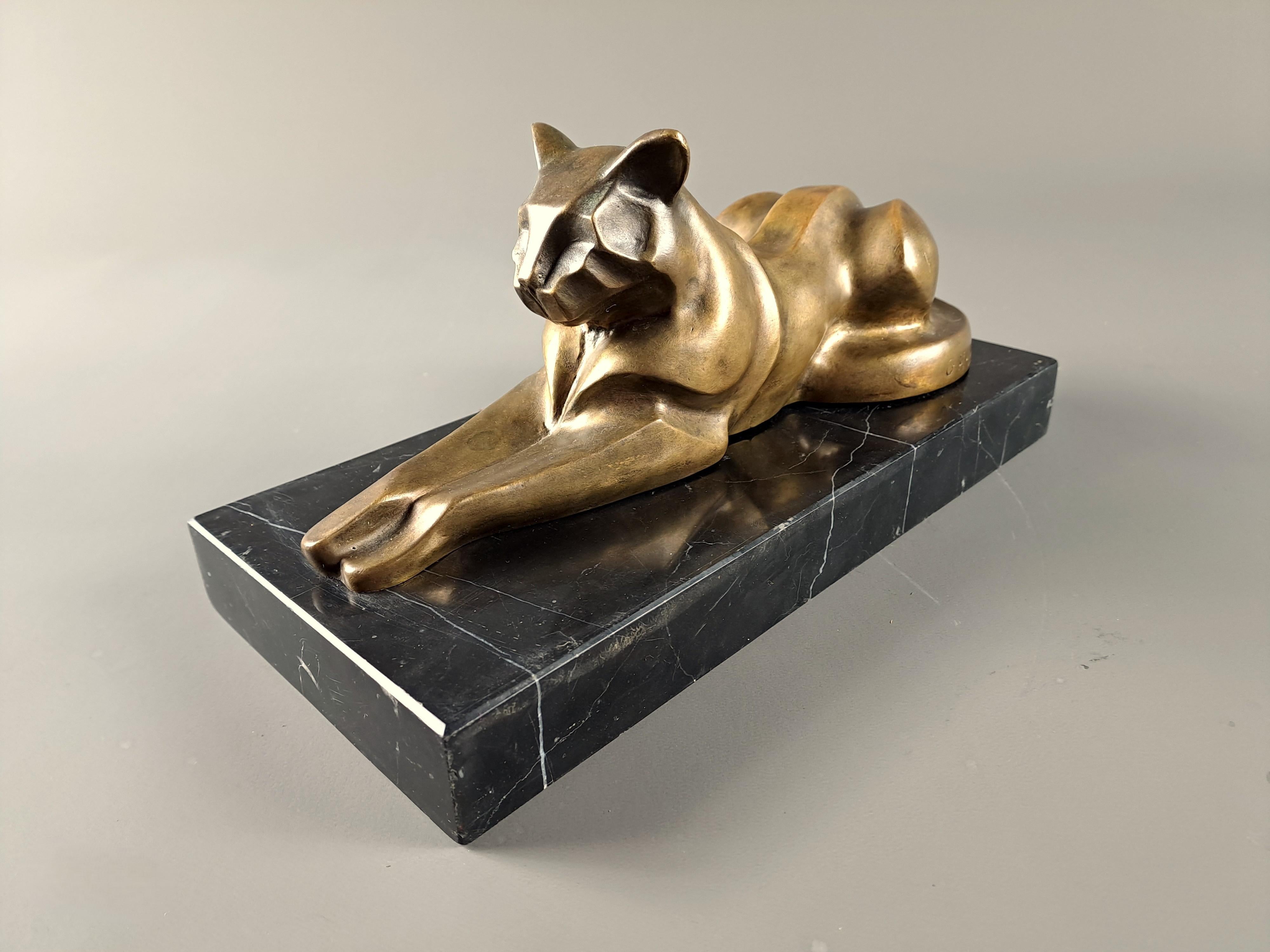 Panthère Art déco en bronze signée Gh Laurent 1