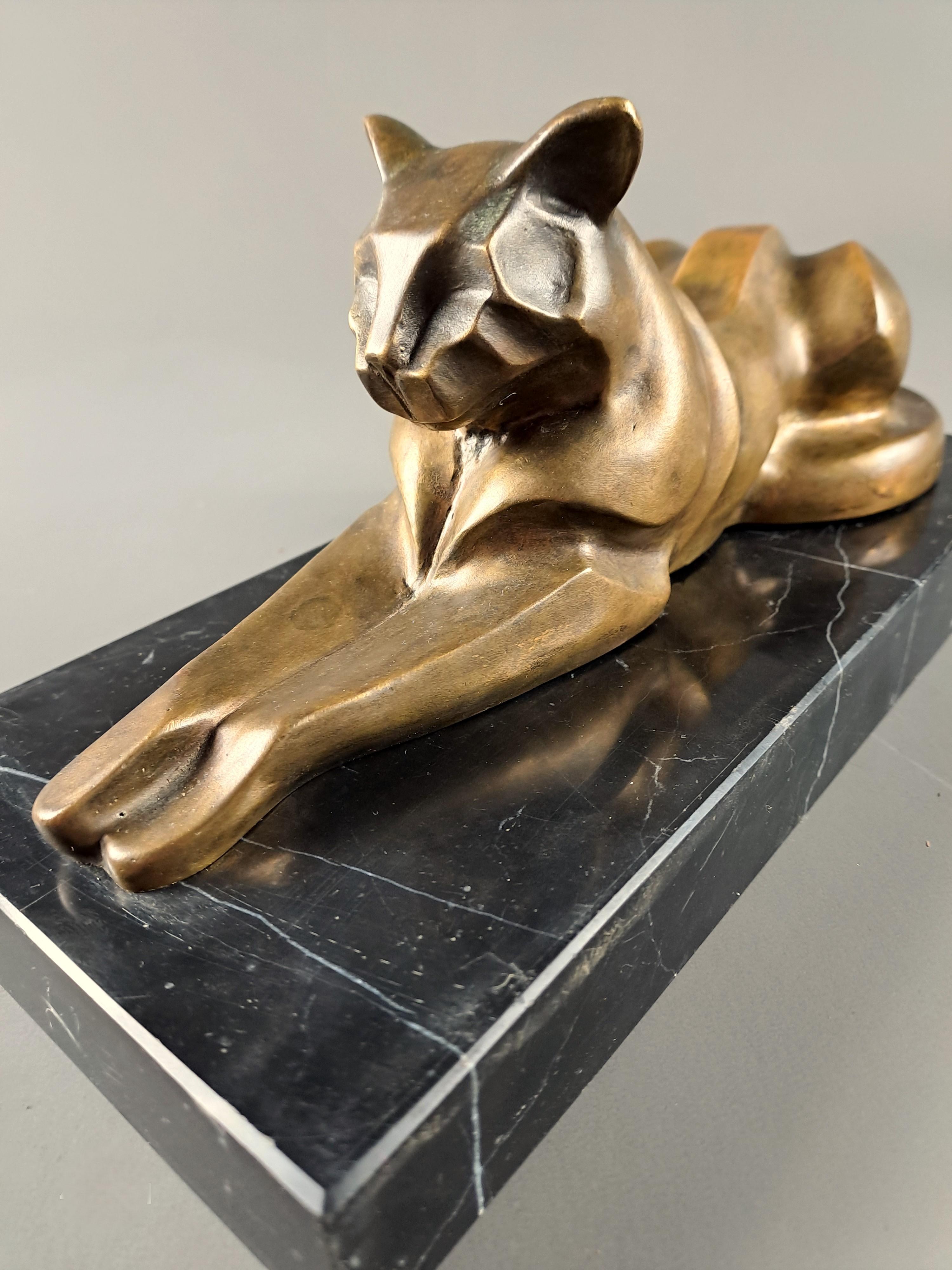 Panthère Art déco en bronze signée Gh Laurent 3