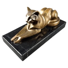Panthère Art déco en bronze signée Gh Laurent