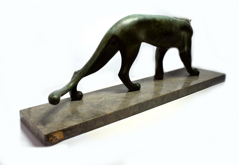 Spelter Art Deco Panther On Marble base