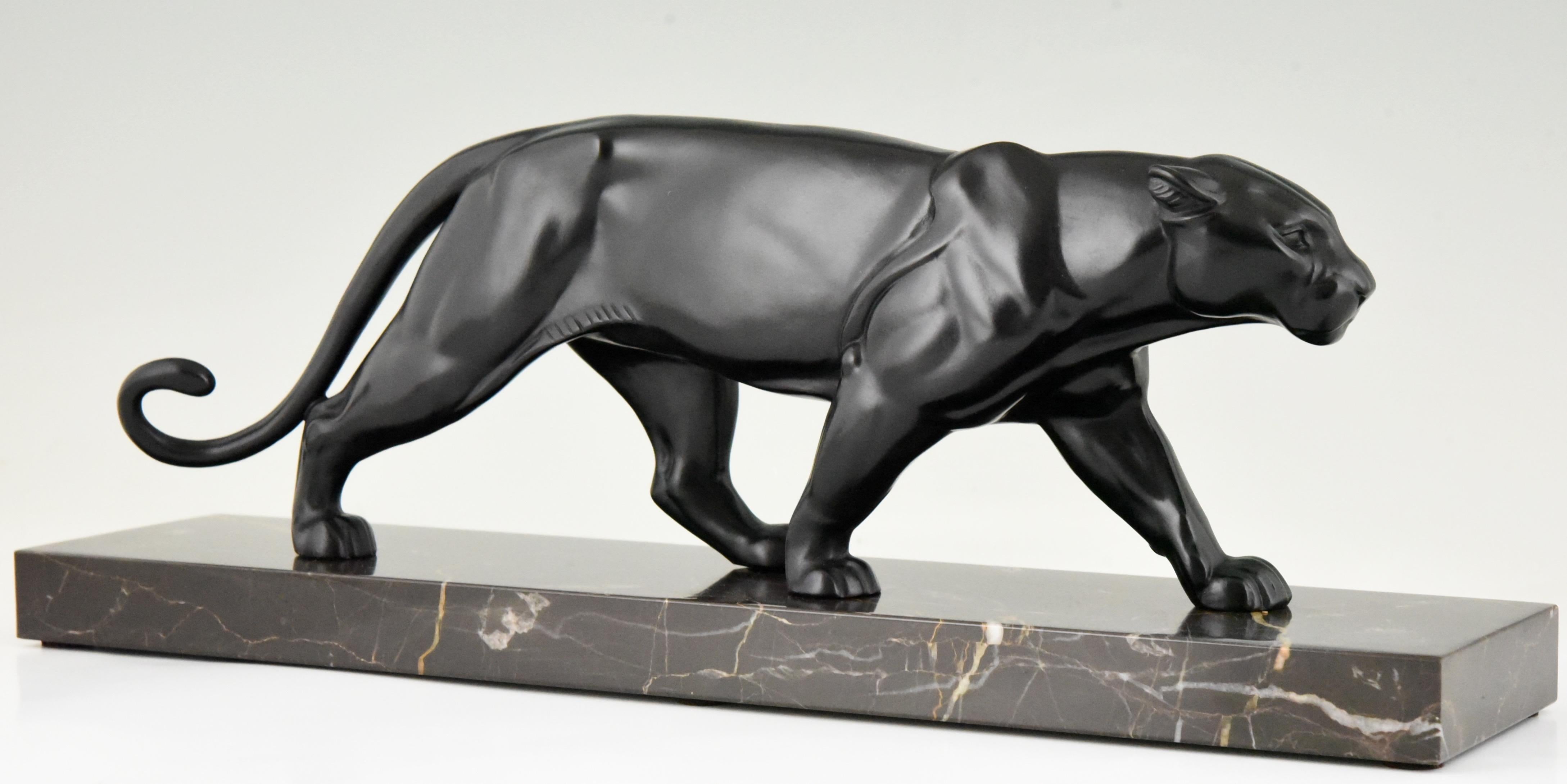 Art Deco Panther Sculpture Alexandre Ouline, France, 1930 In Good Condition In Antwerp, BE