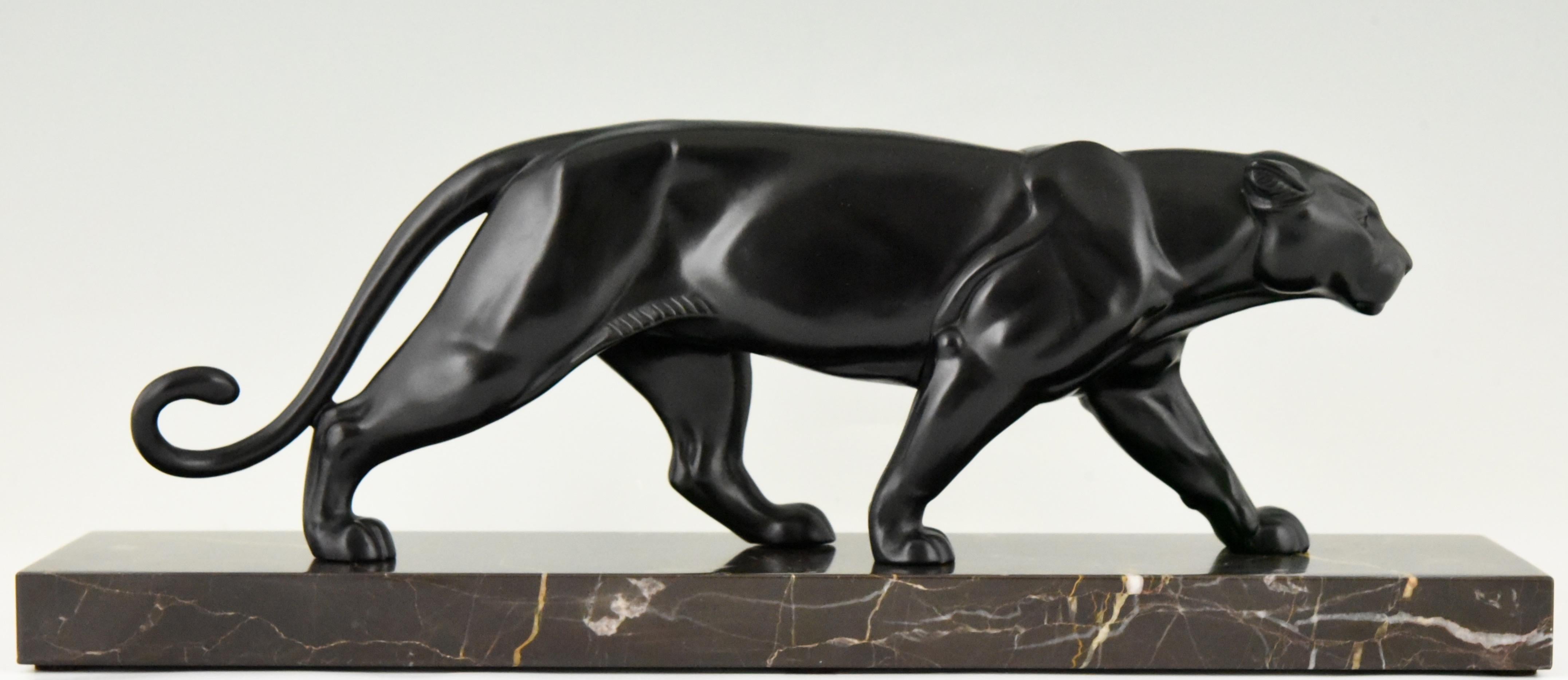 20th Century Art Deco Panther Sculpture Alexandre Ouline, France, 1930