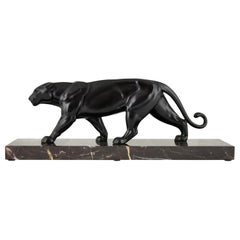 Art Deco Panther Sculpture Alexandre Ouline, France, 1930