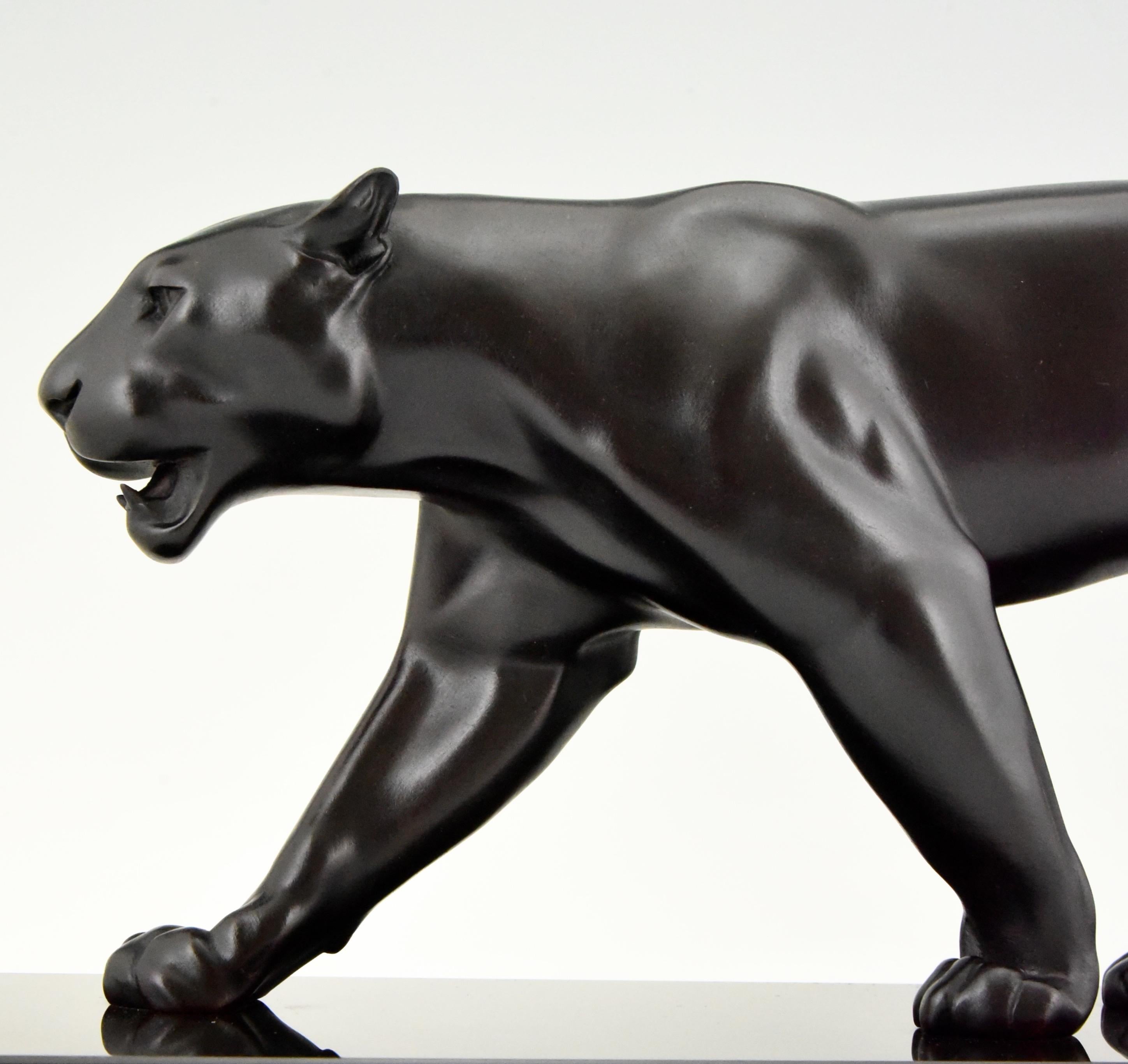 Art Deco panther sculpture Baghera by Max Le Verrier, France 1