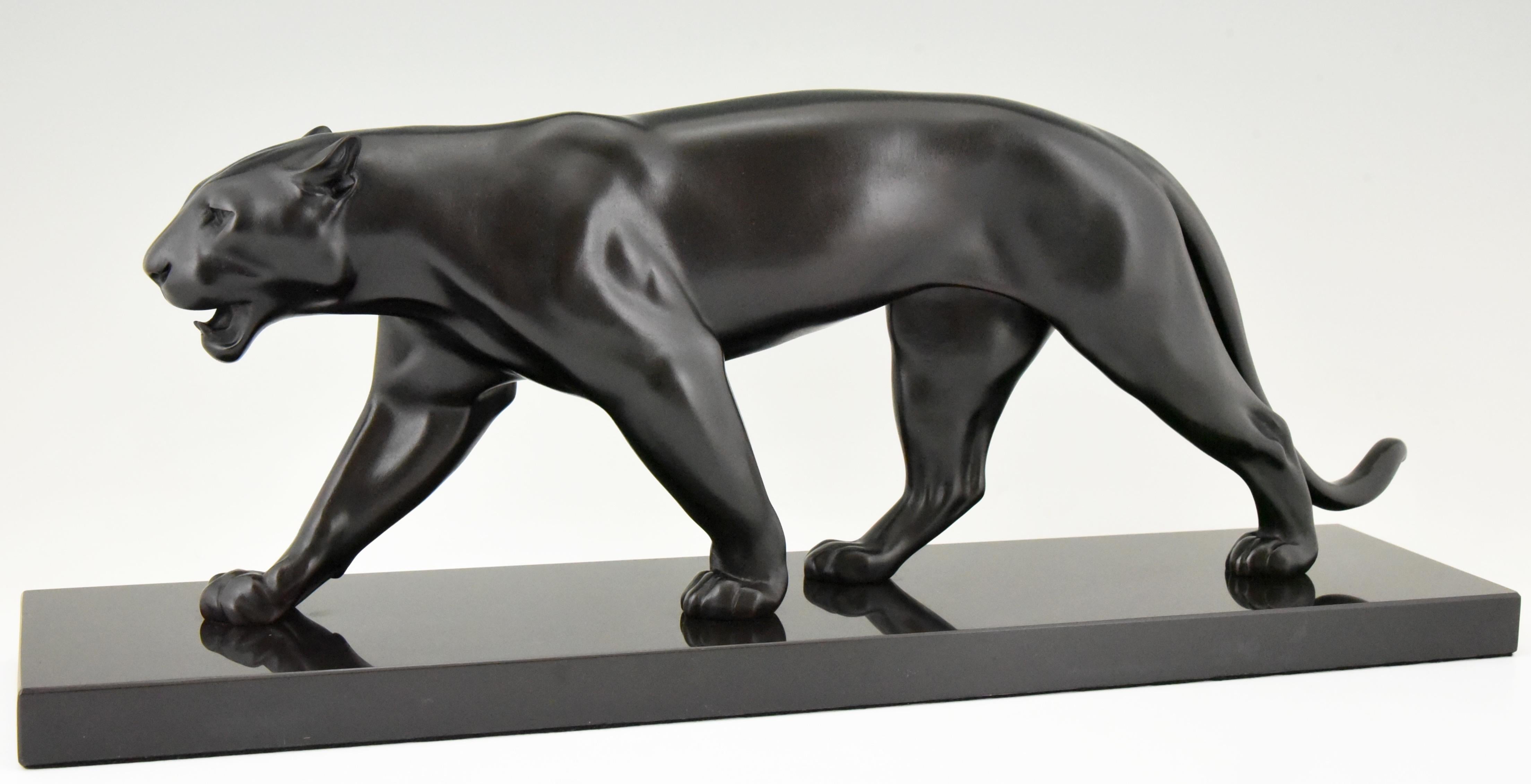 Panther-Skulptur Baghera im Art-déco-Stil von Max Le Verrier, Frankreich (Art déco) im Angebot