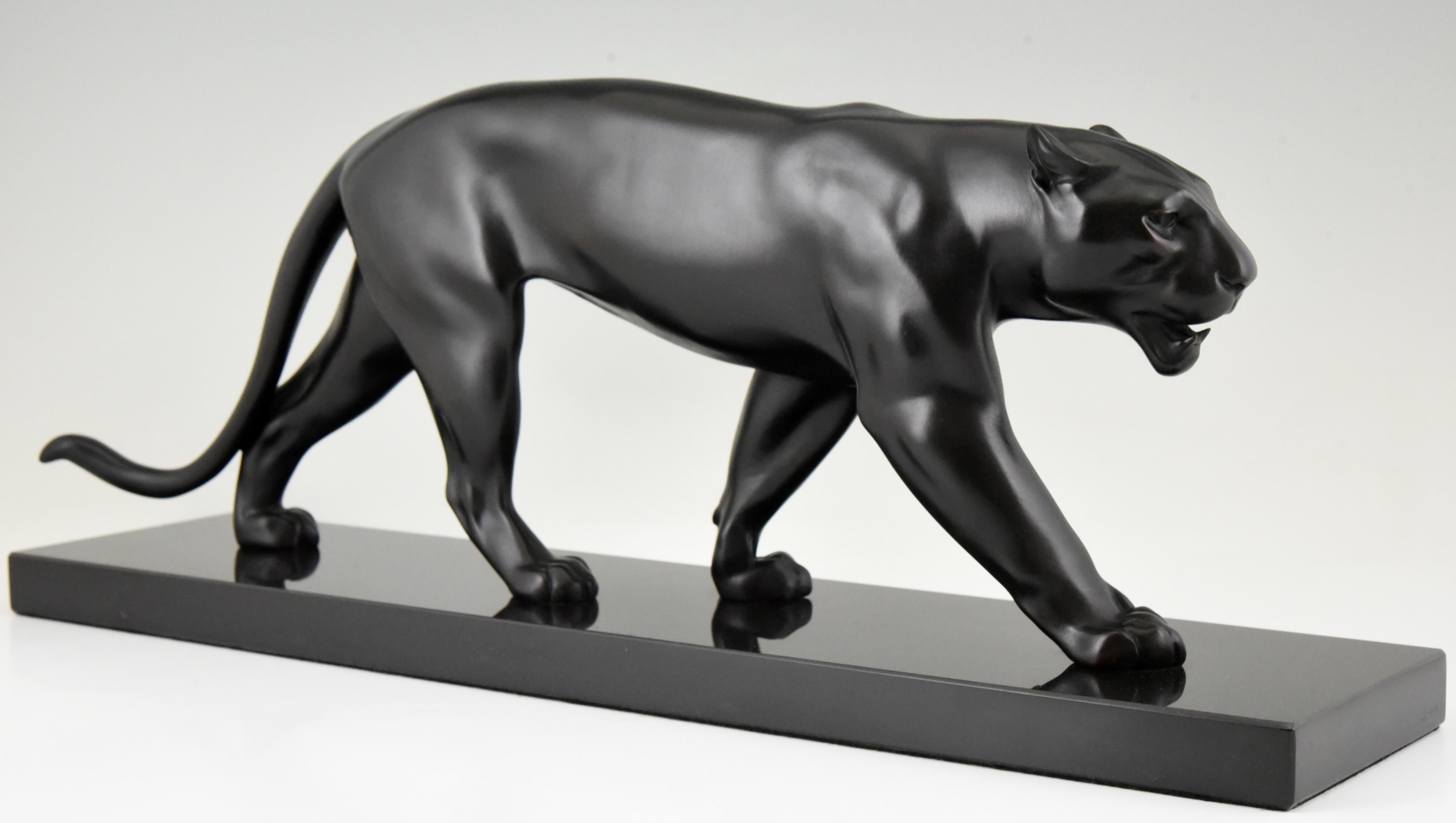 French Art Deco panther sculpture Baghera by Max Le Verrier, France