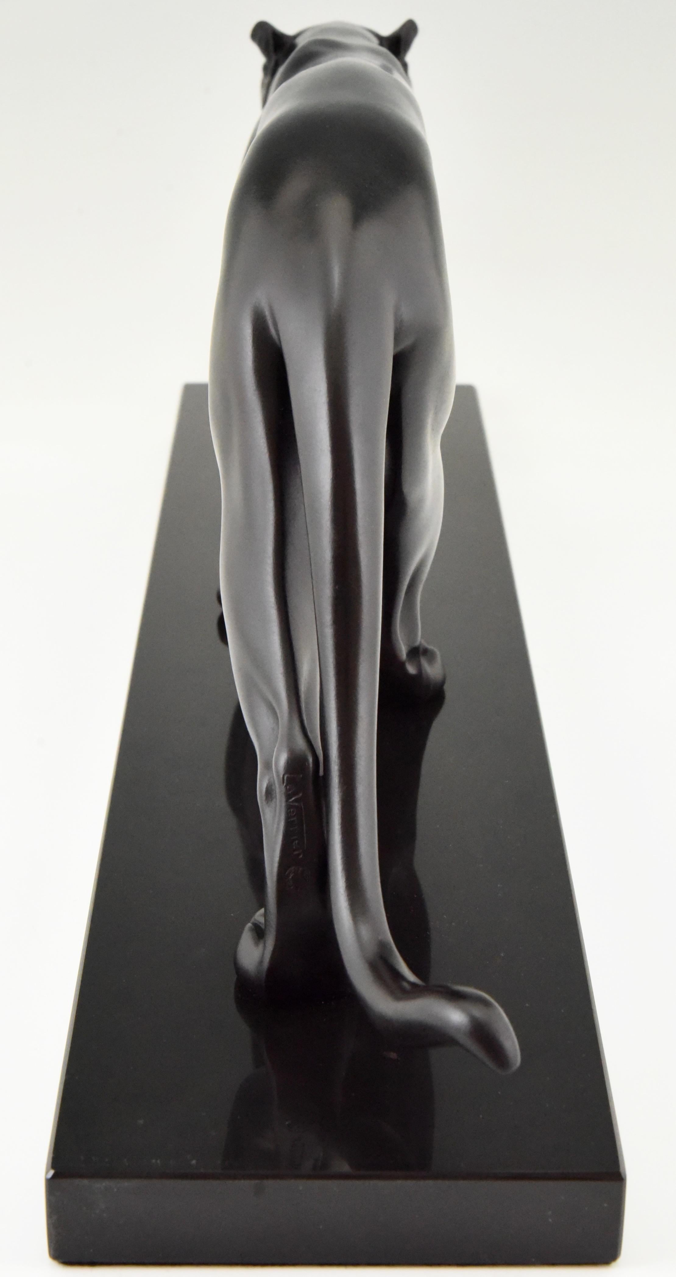 Contemporary Art Deco Style Panther Sculpture Baghera by Max Le Verrier, France For Sale