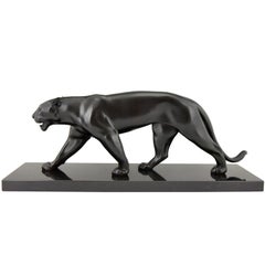 Art Deco panther sculpture Baghera by Max Le Verrier, France