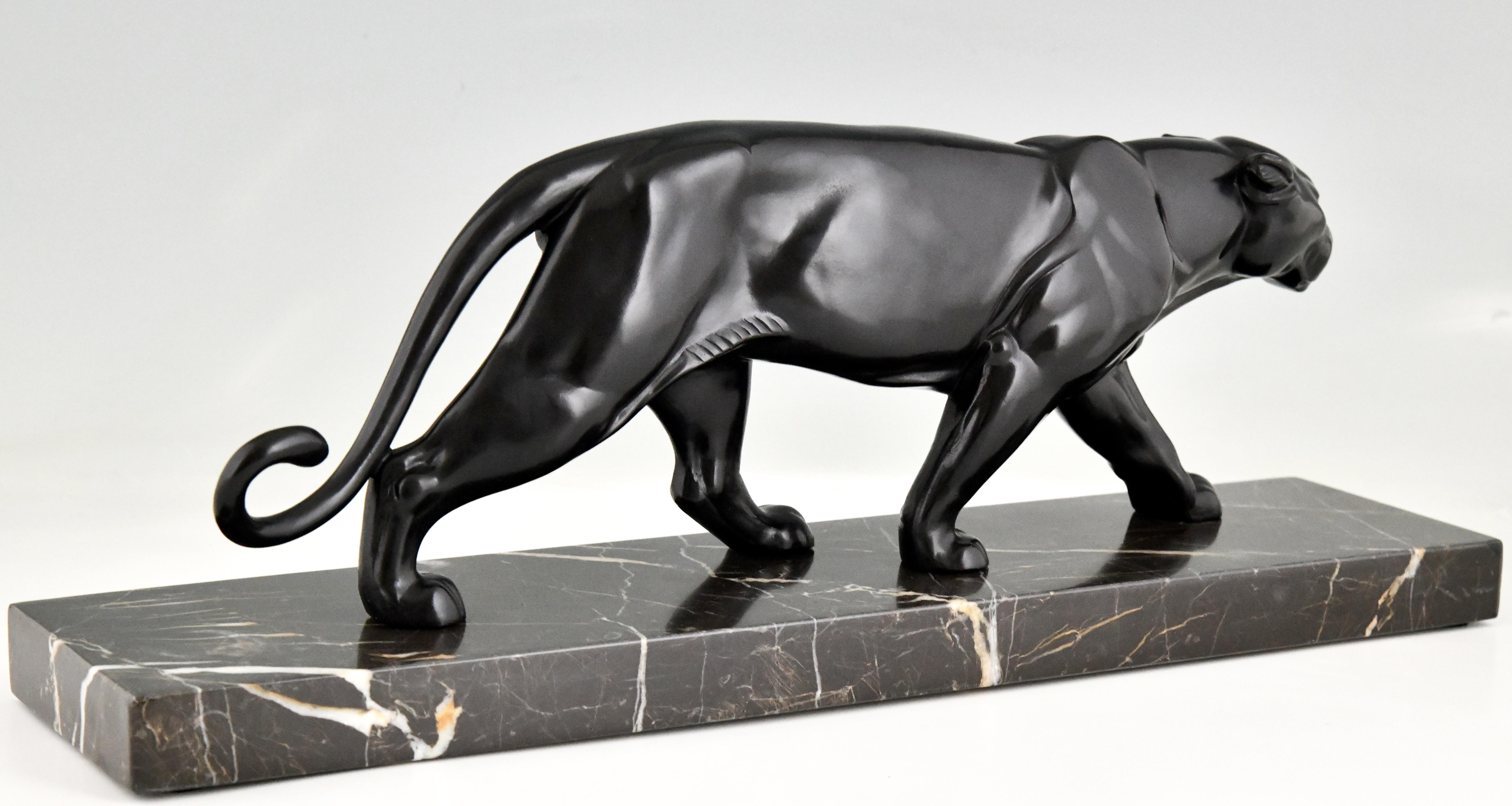 Sculpture de panthère Art déco par Alexandre Ouline 1