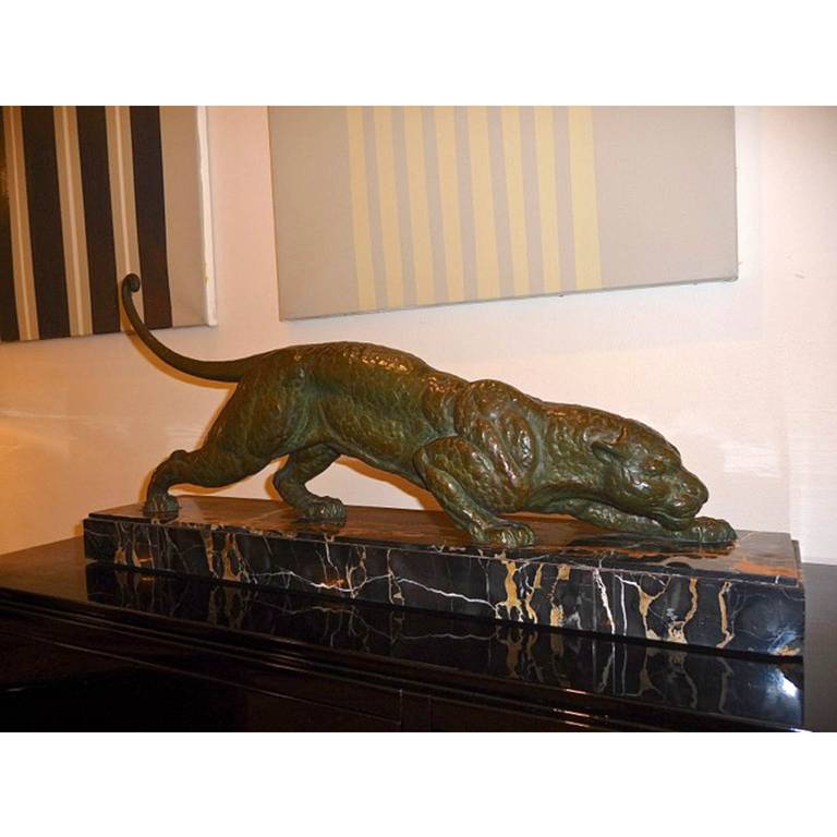 French Art Deco Panther Sculpture by Demetre H. Chiparus, 1930s
