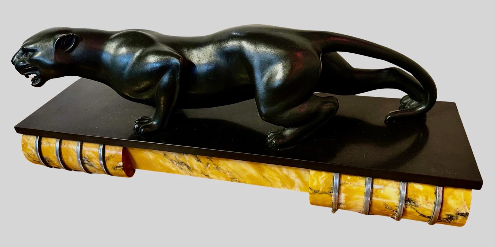 Art Deco Panther Sculpture By Guy Debe French For Sale 5