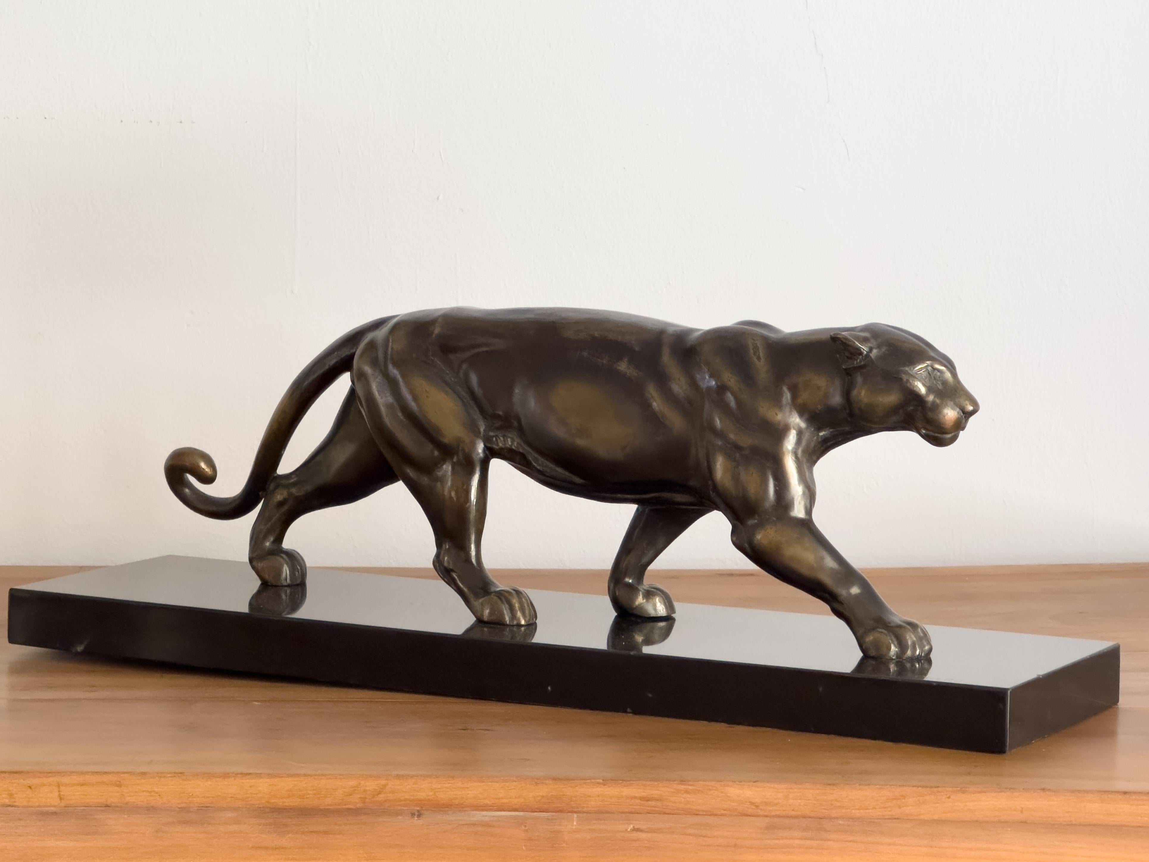 French Art Deco panther Sculpture by Ouline