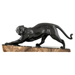 Art Deco panther sculpture by Plagnet, France 1930.