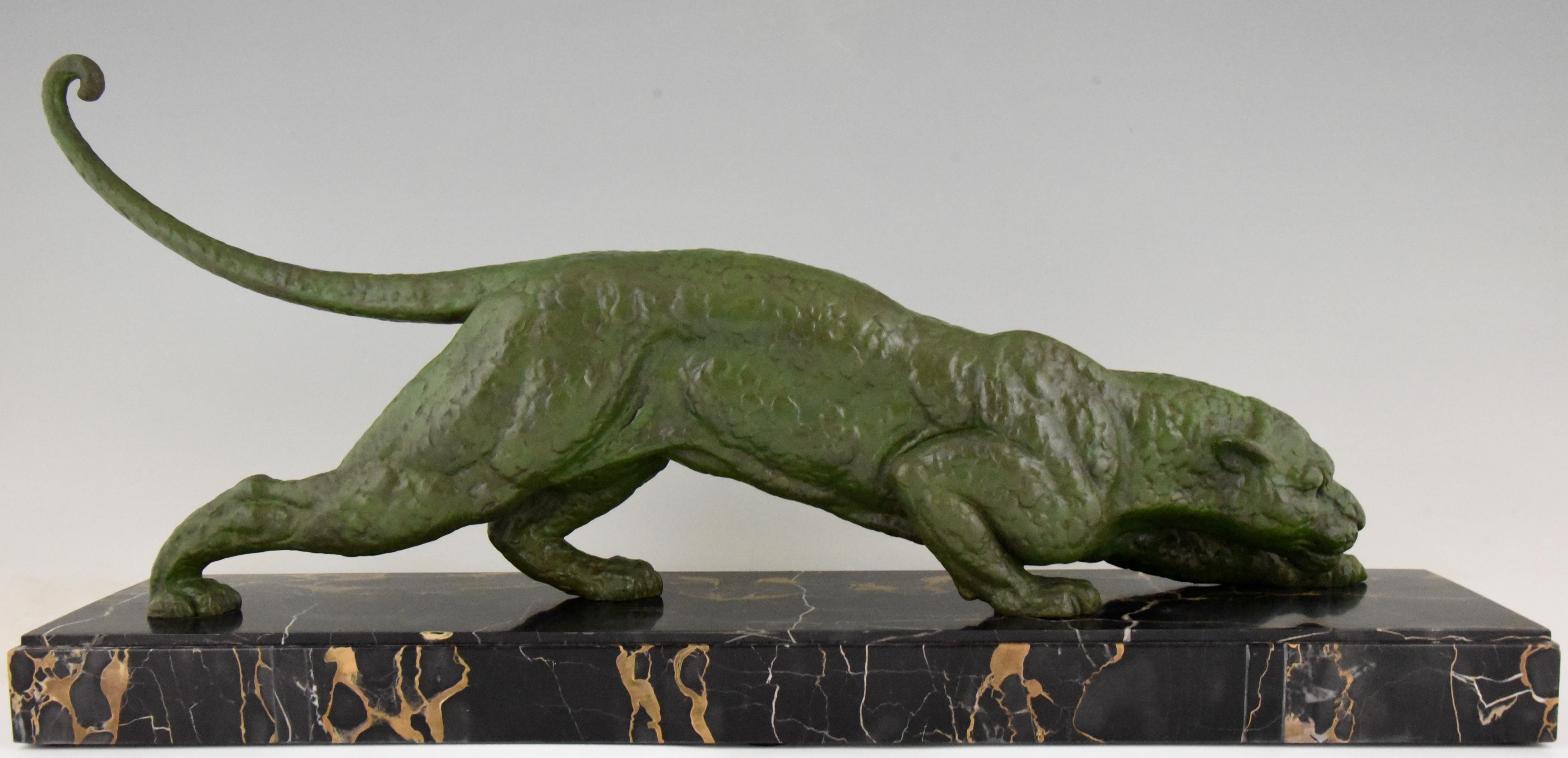 20th Century Art Deco Panther Sculpture Demetre H. Chiparus 1930 Impressive Size France