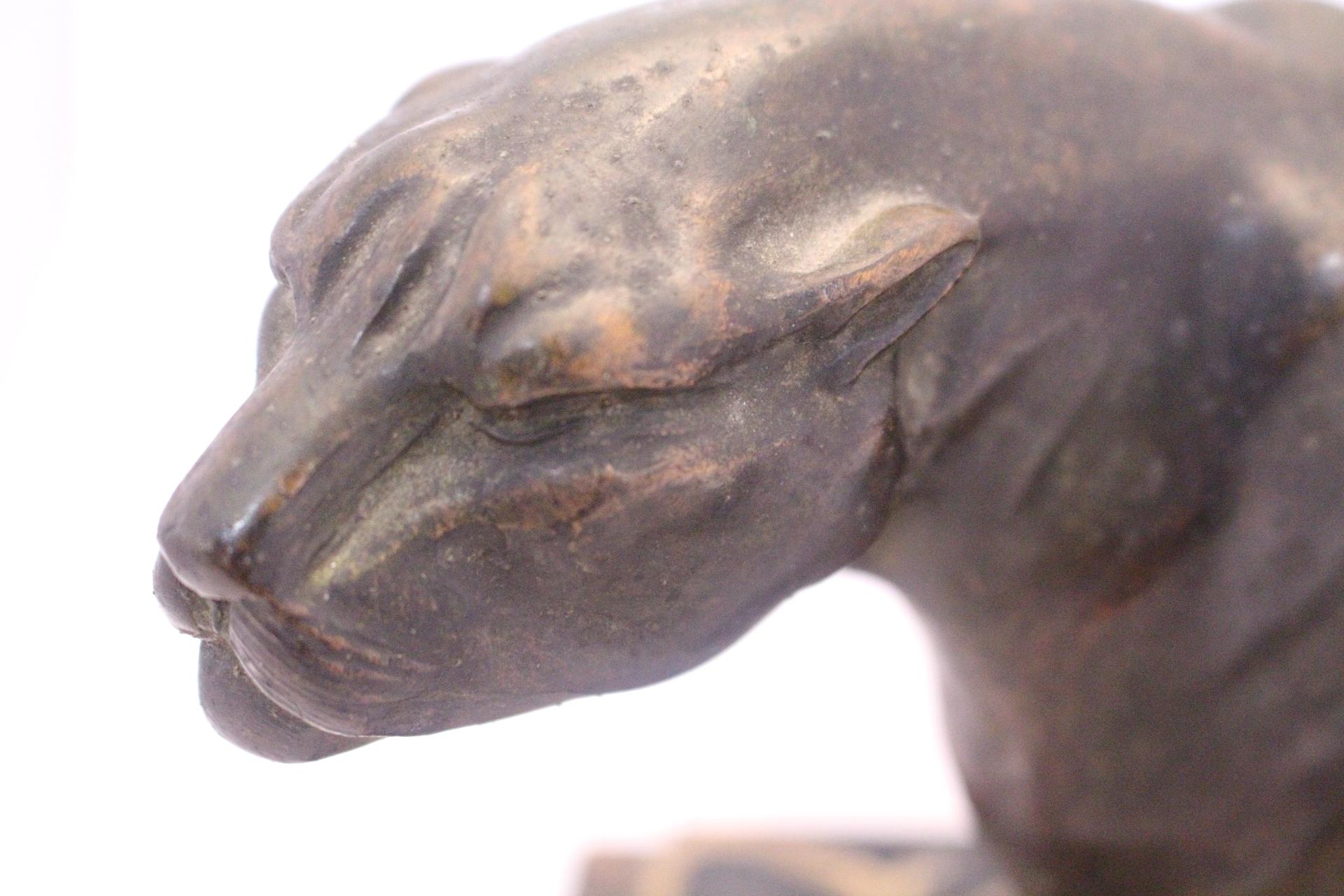 Patinated Art Deco Panther Sculpture