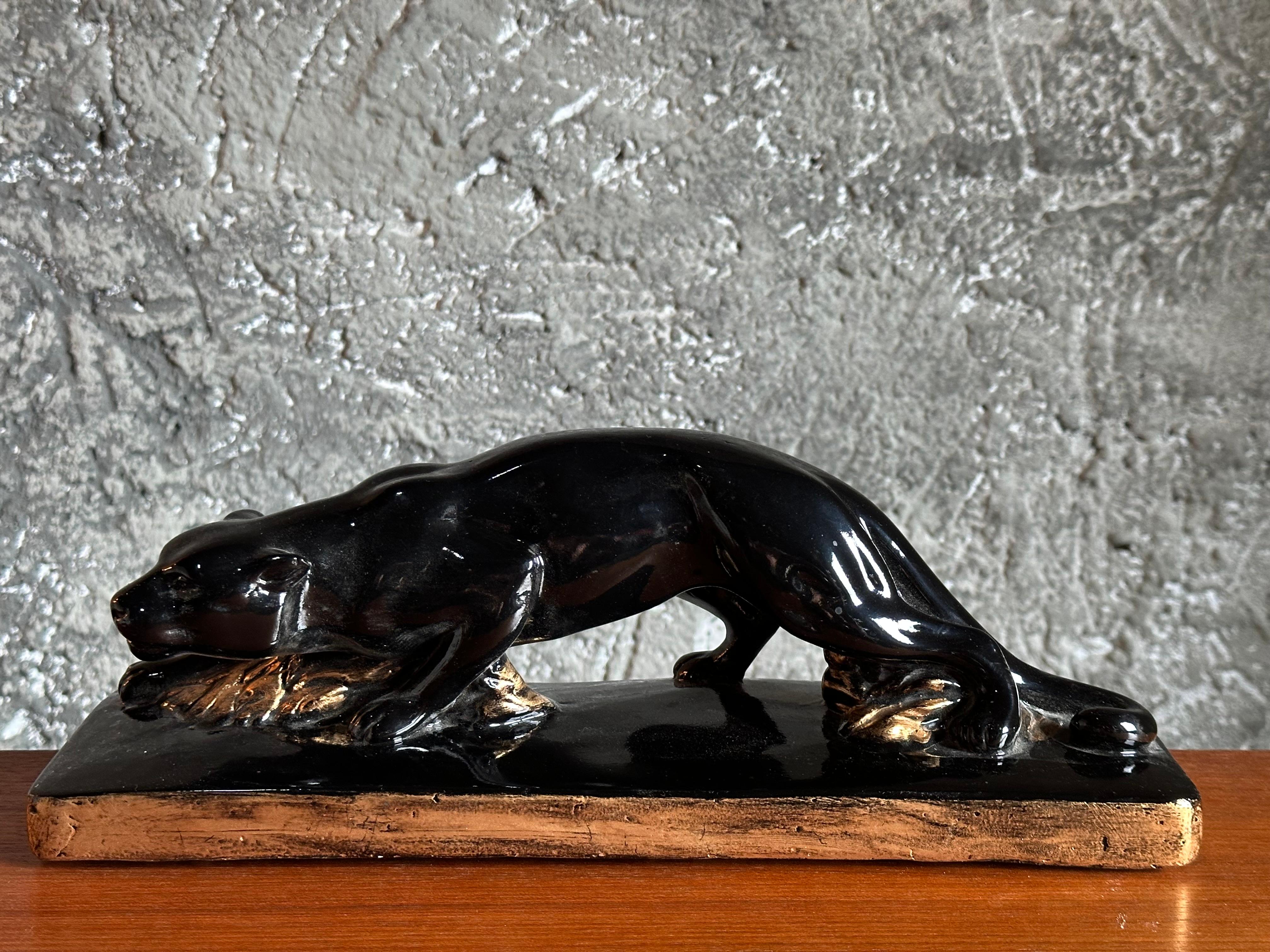 Mid-20th Century Art Deco Panther Sculpture, france 1935 For Sale