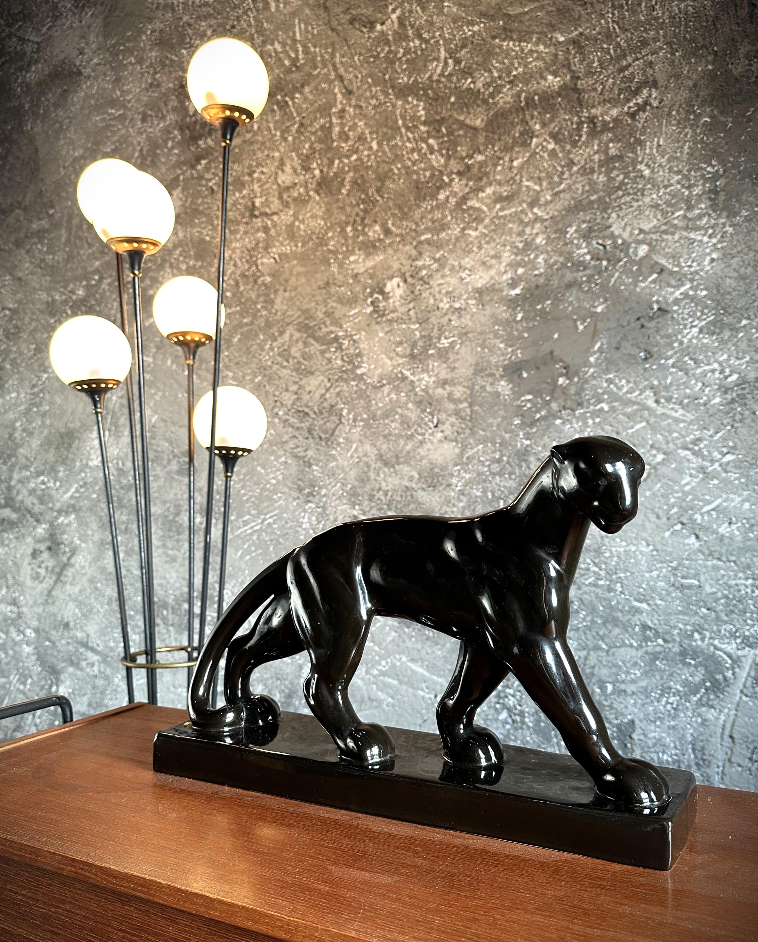 Panther-Skulptur im Art déco-Stil, Frankreich, 1938 (Französisch) im Angebot