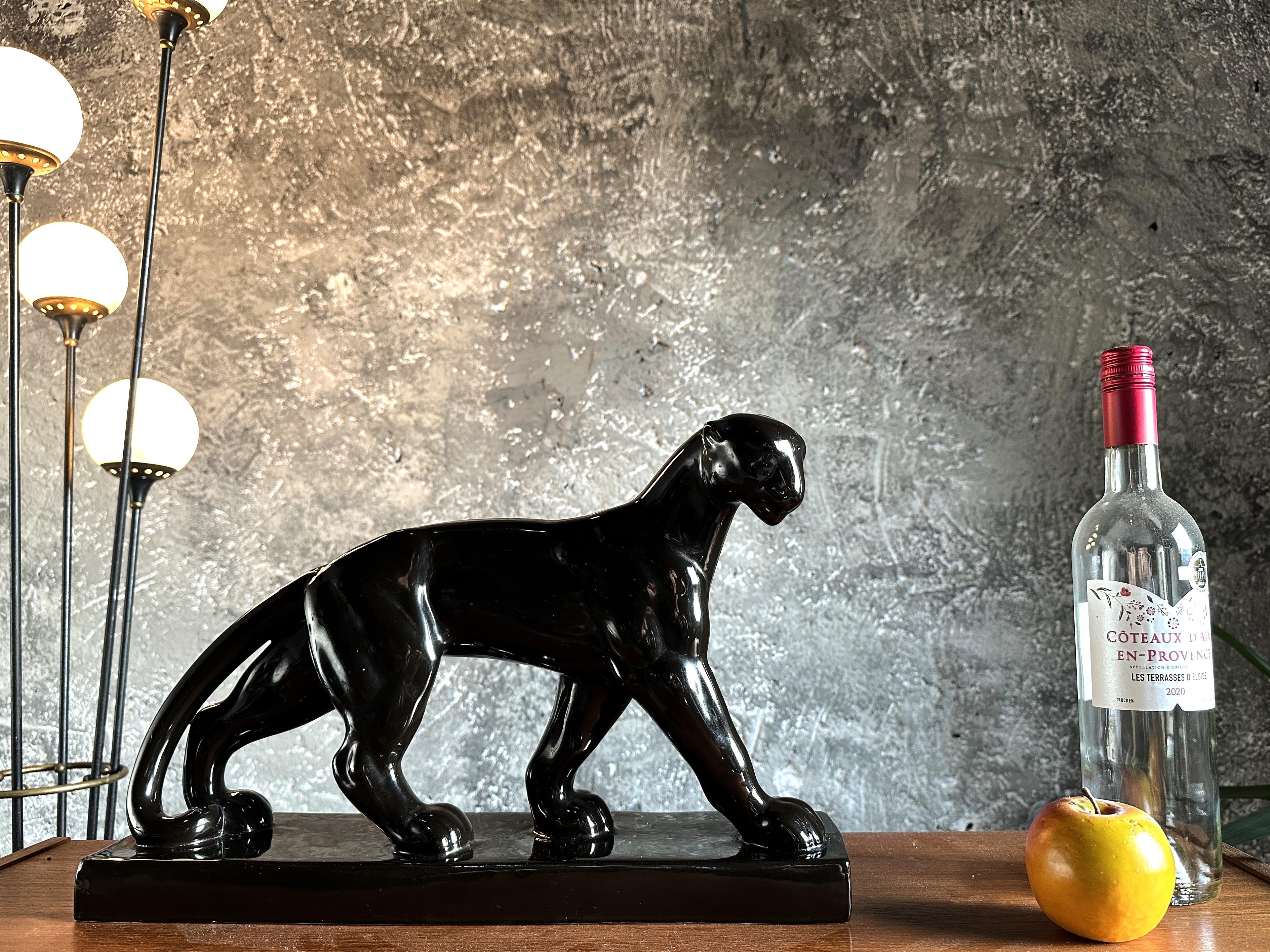 Mid-20th Century Art Deco Panther Sculpture, France, 1938 For Sale