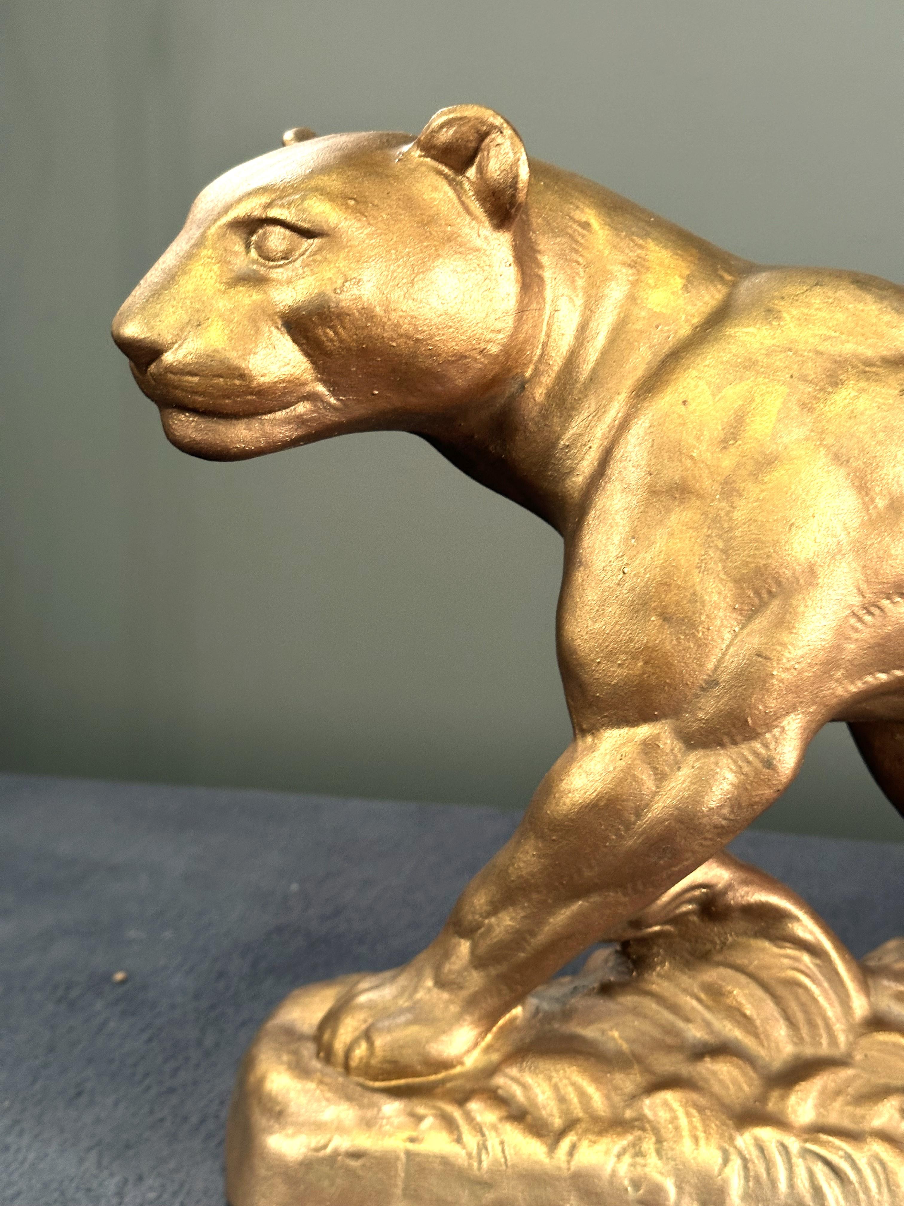 Panther-Skulptur im Art déco-Stil, Gold, Frankreich 1935 im Angebot 4