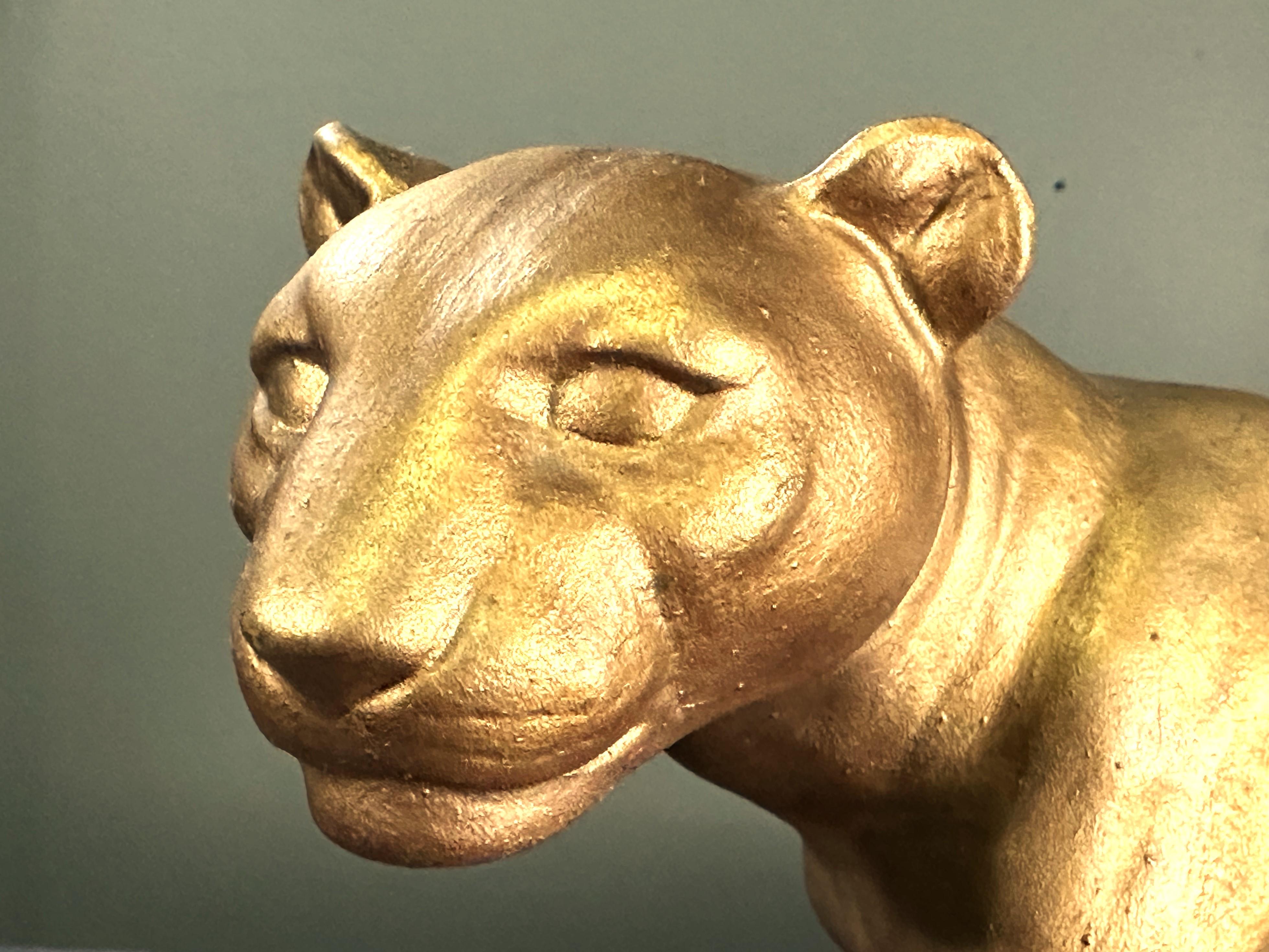 Panther-Skulptur im Art déco-Stil, Gold, Frankreich 1935 im Angebot 5