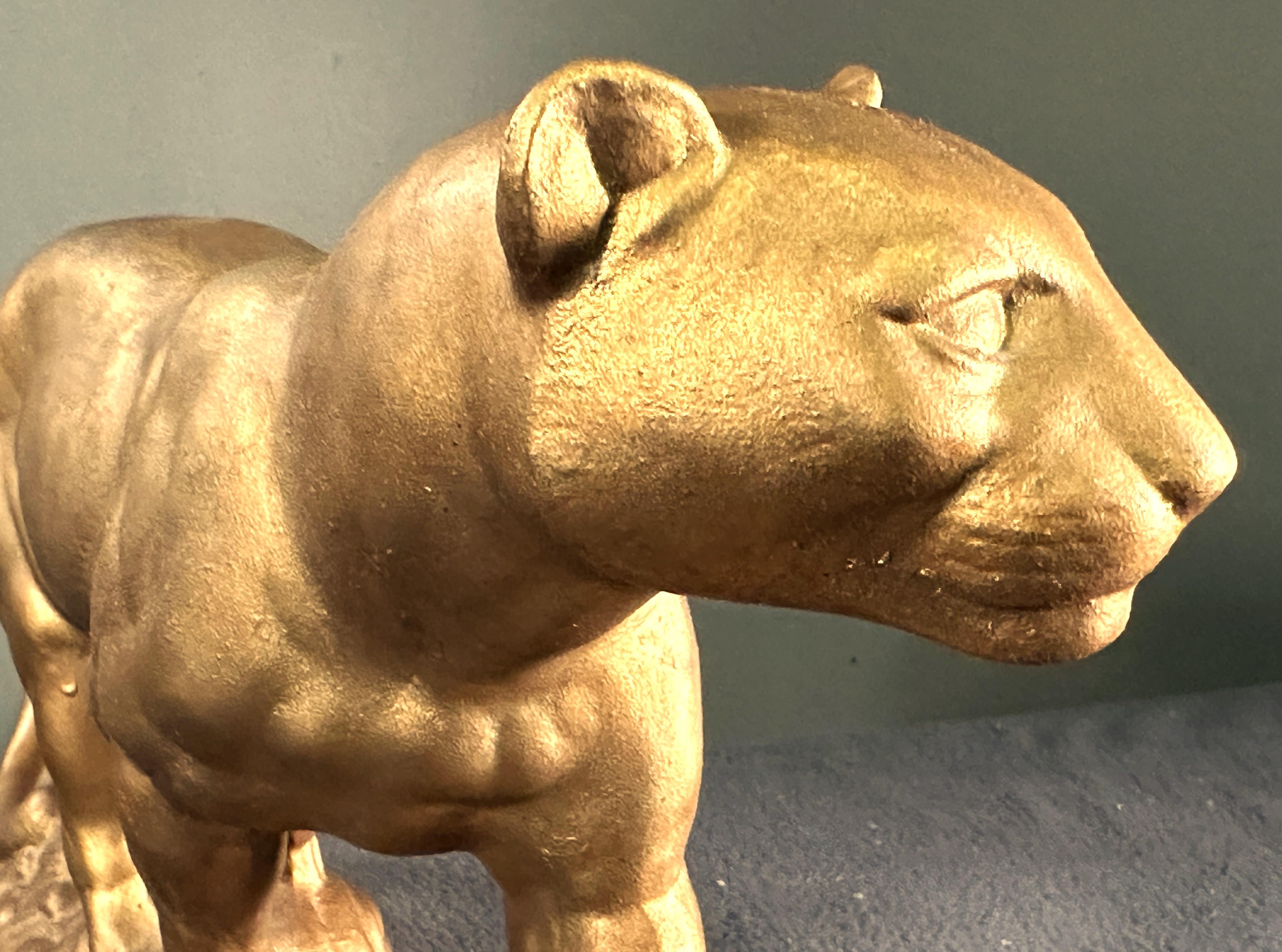Panther-Skulptur im Art déco-Stil, Gold, Frankreich 1935 im Angebot 6