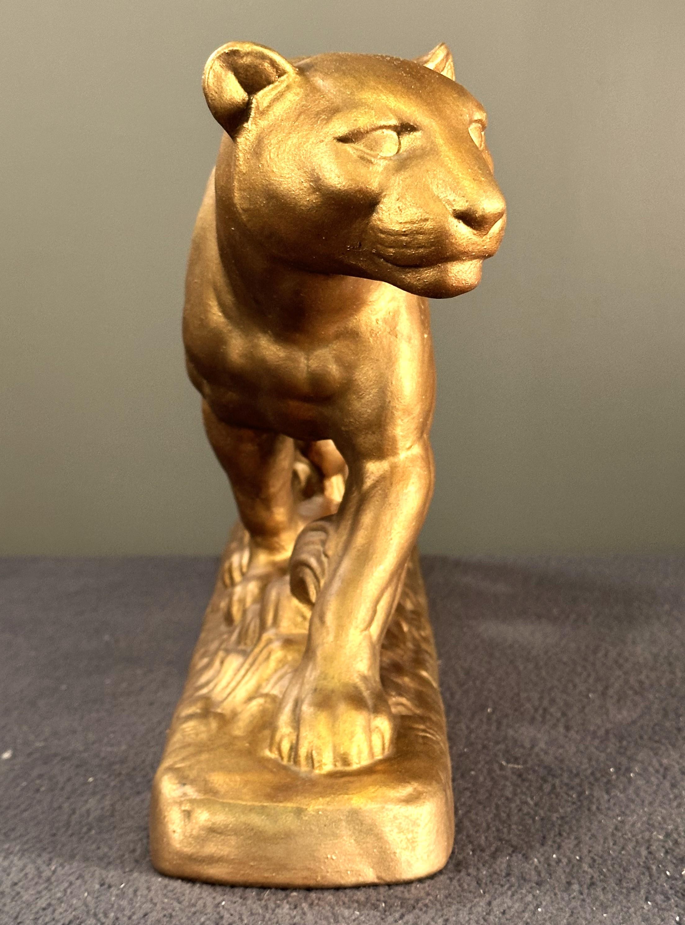 Art Deco panther Sculpture, gold, France 1935 For Sale 14