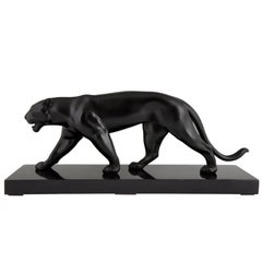 Art Deco Panther Sculpture Max Le Verrier Marble Base, 1930
