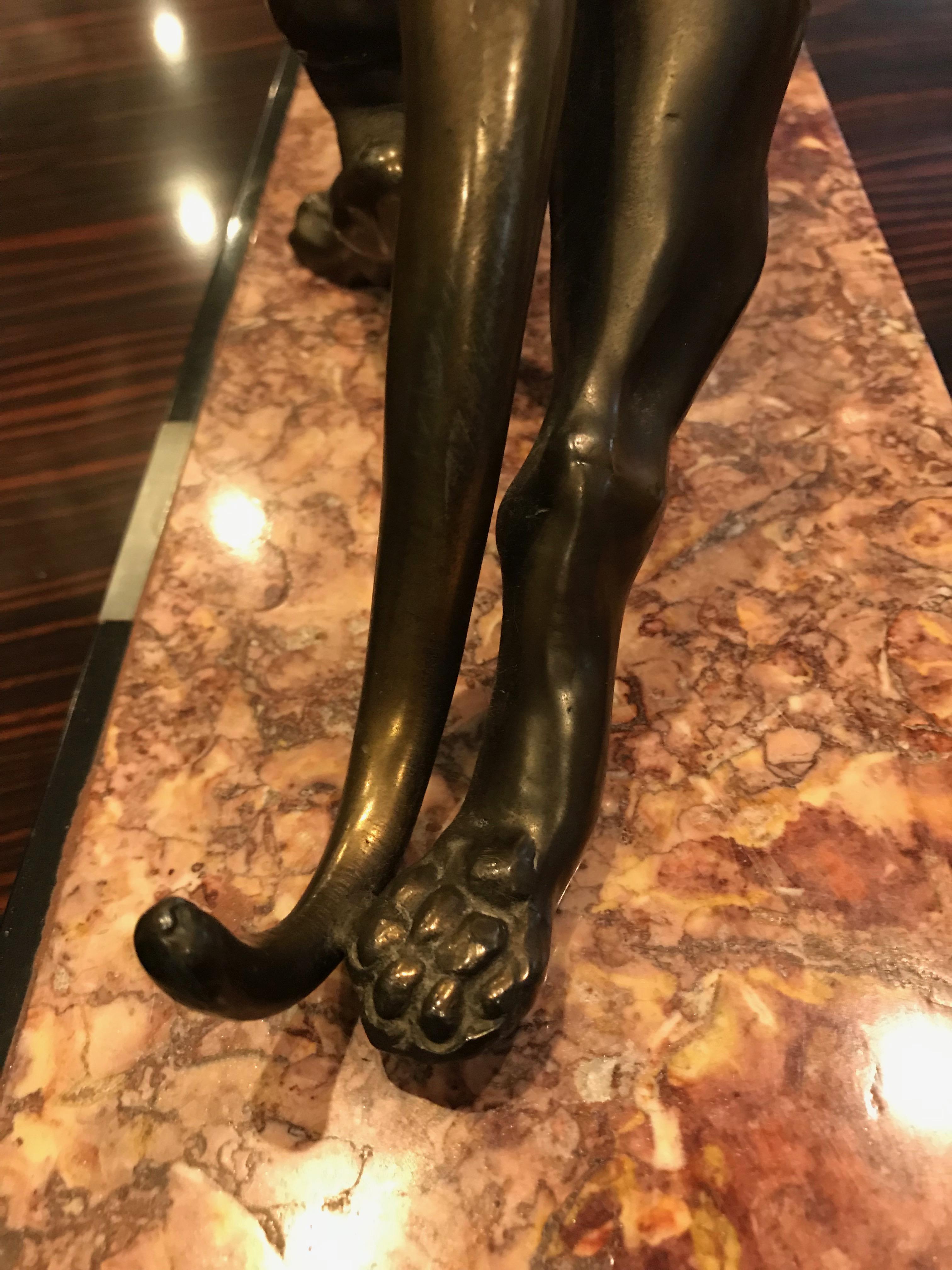 Art Deco Panther Sculpture on Marble Base For Sale 8