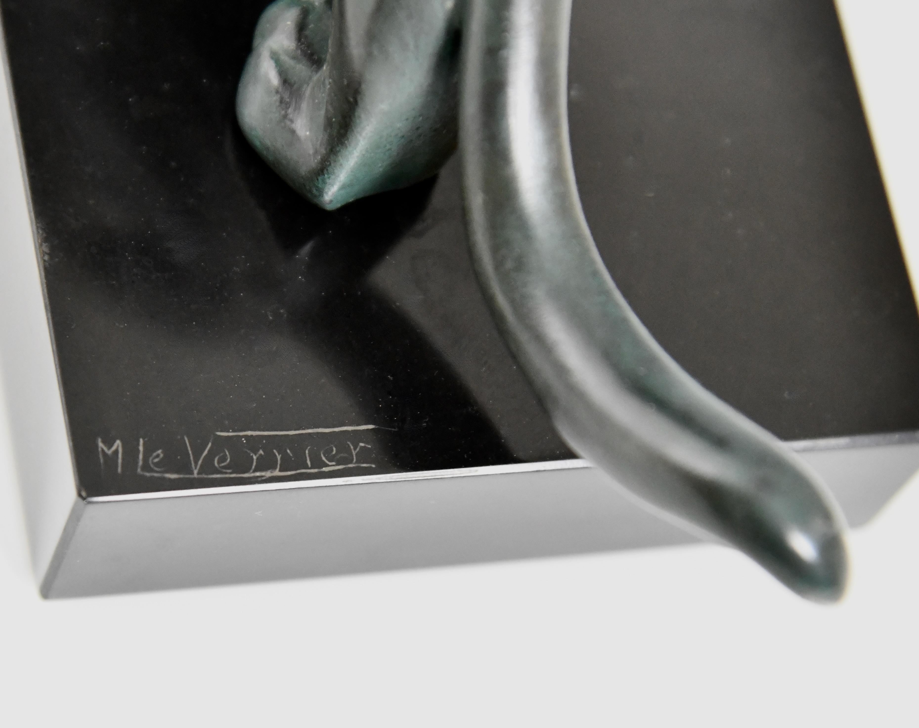 Art Deco Panther Sculpture OUGANDA by Max Le Verrier, France 1930 original. in vendita 2