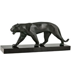 Art Deco Panther Sculpture OUGANDA by Max Le Verrier, France 1930 original.