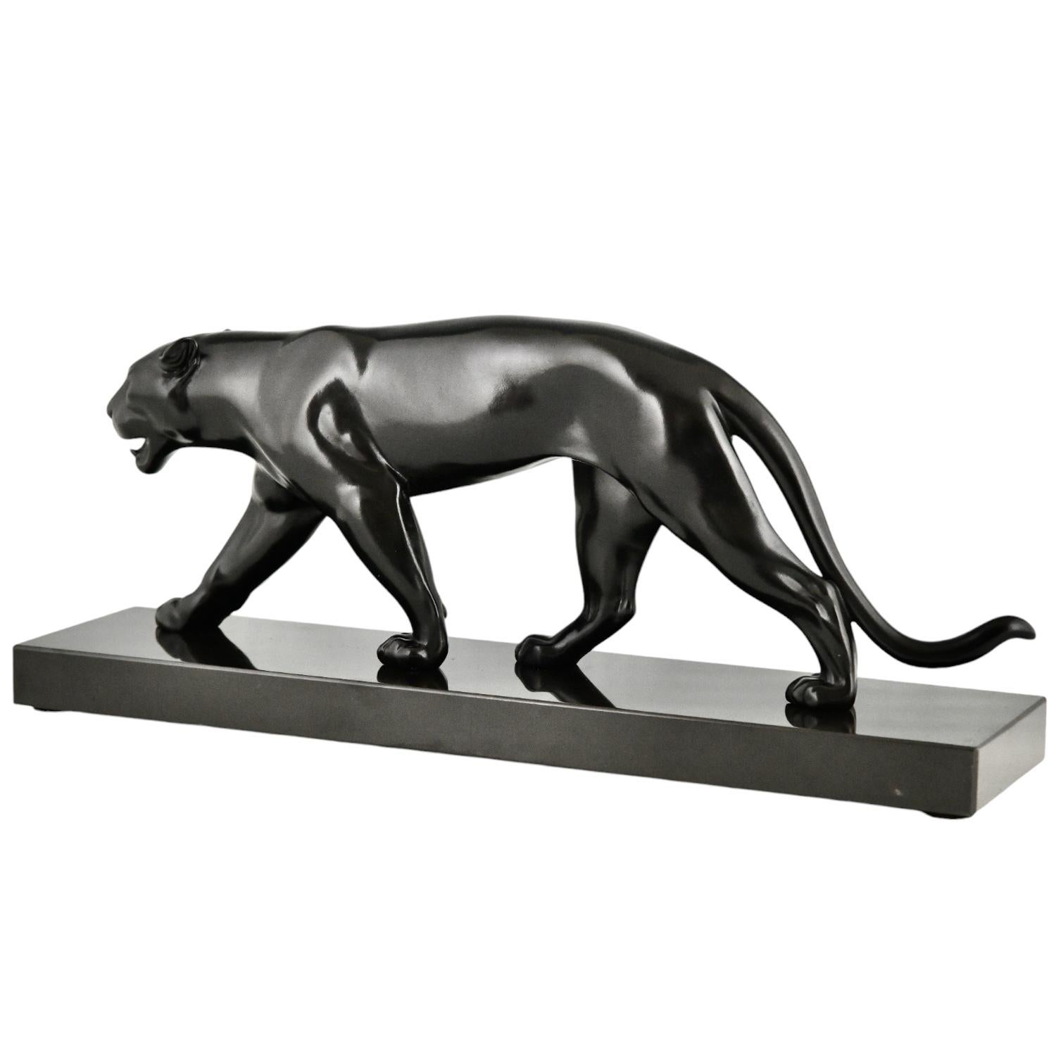 Art Deco Panther Sculpture OUGANDA by Max Le Verrier, France 1930 original. 2
