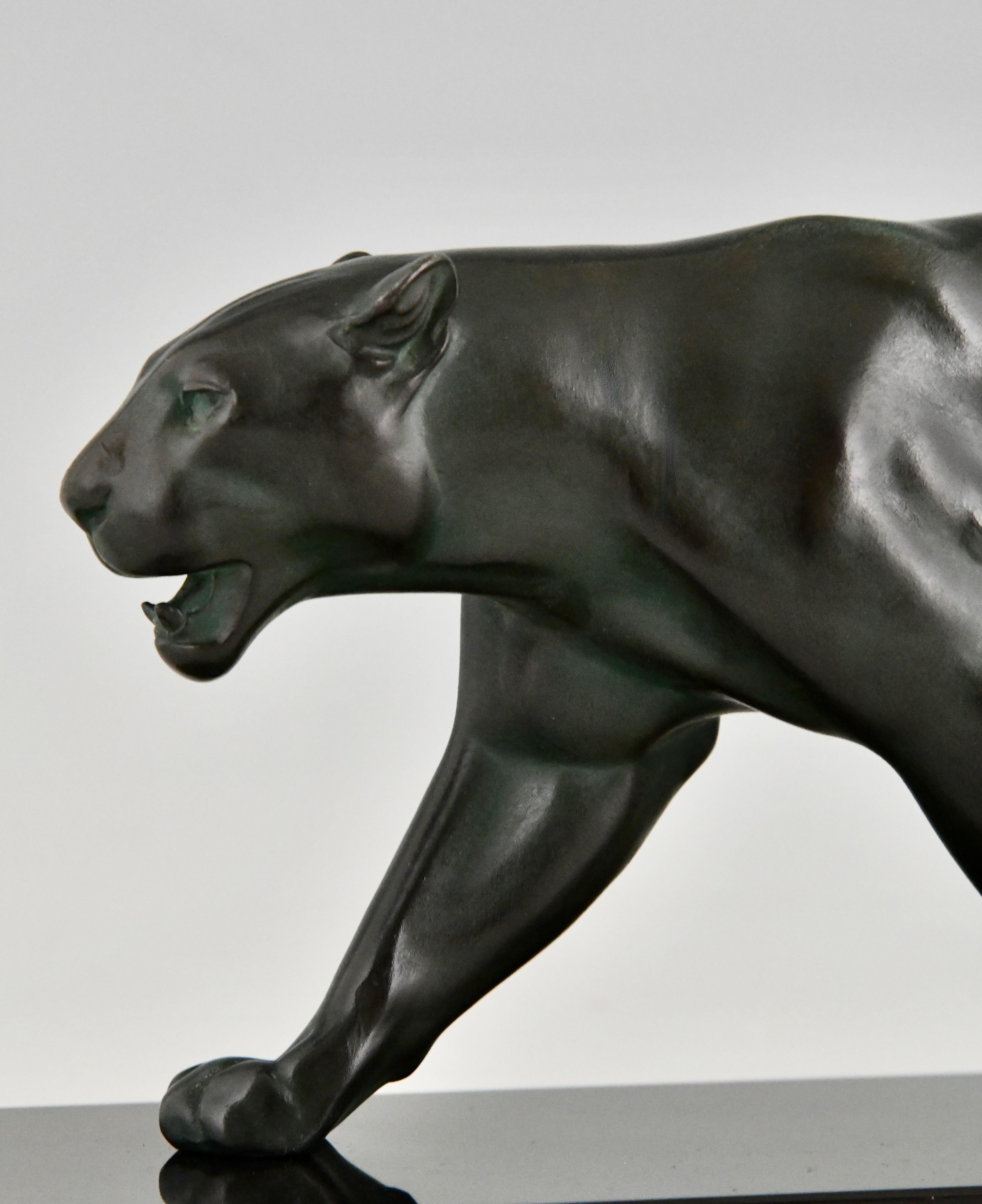 Art Deco Panther Sculpture OUGANDA by Max Le Verrier, France 1930 original. in vendita 1