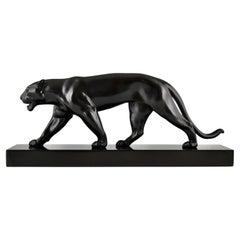 Sculpture de panthère Art Déco OUGANDA de Max Le Verrier, France 1930 original.