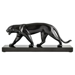 Art Deco Panther Sculpture OUGANDA by Max Le Verrier, France 1930 original.