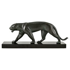 Art Deco Panther Sculpture OUGANDA by Max Le Verrier, France 1930 original.