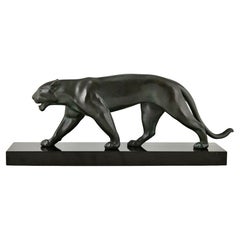 Art Deco Panther Sculpture OUGANDA by Max Le Verrier, France 1930 original.