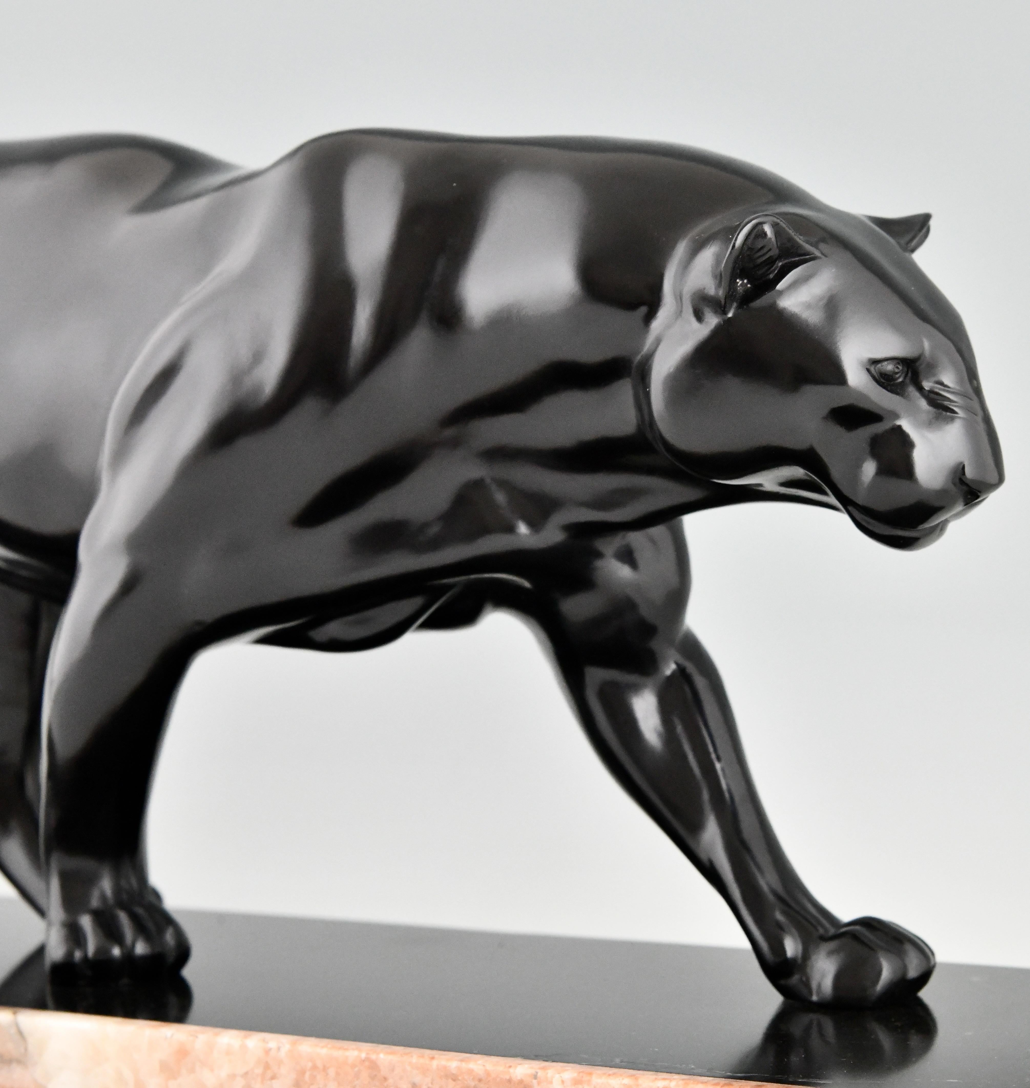 Metal Art Deco Panther Sculpture Rulas France ca. 1930 Impressive Size