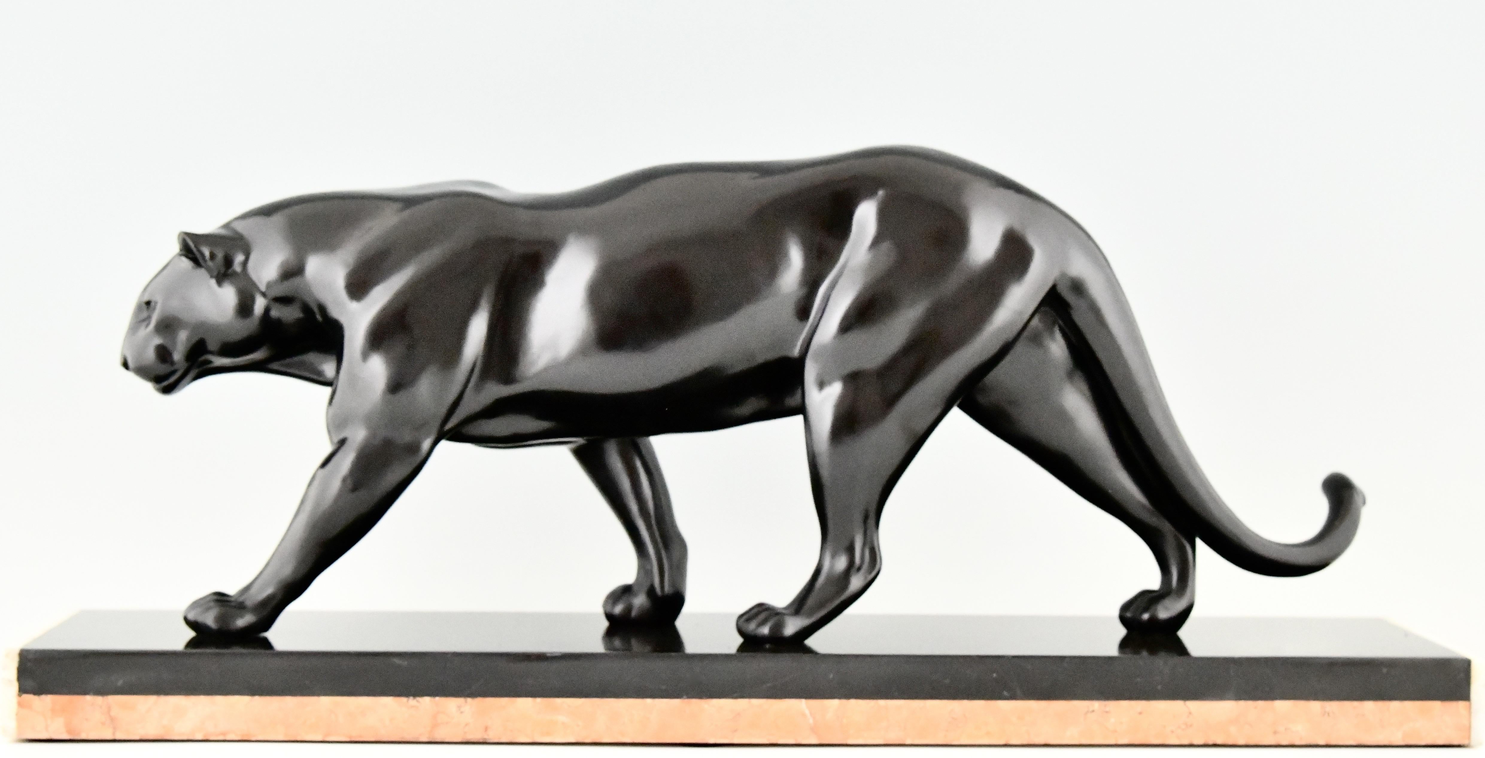 French Art Deco Panther Sculpture Rulas France ca. 1930 Impressive Size