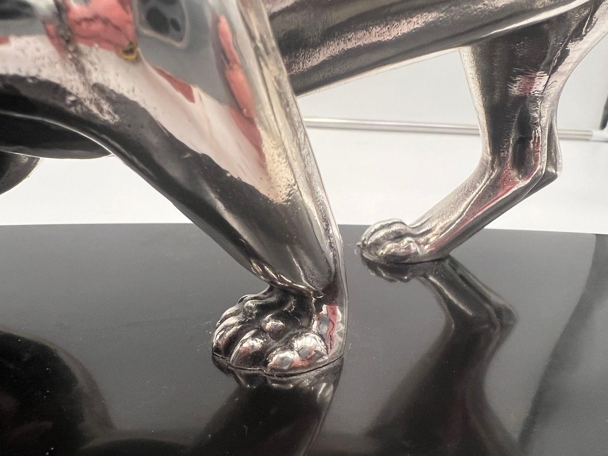 Art Deco Panther Sculpture, Silver Plated, France circa 1930 For Sale 6
