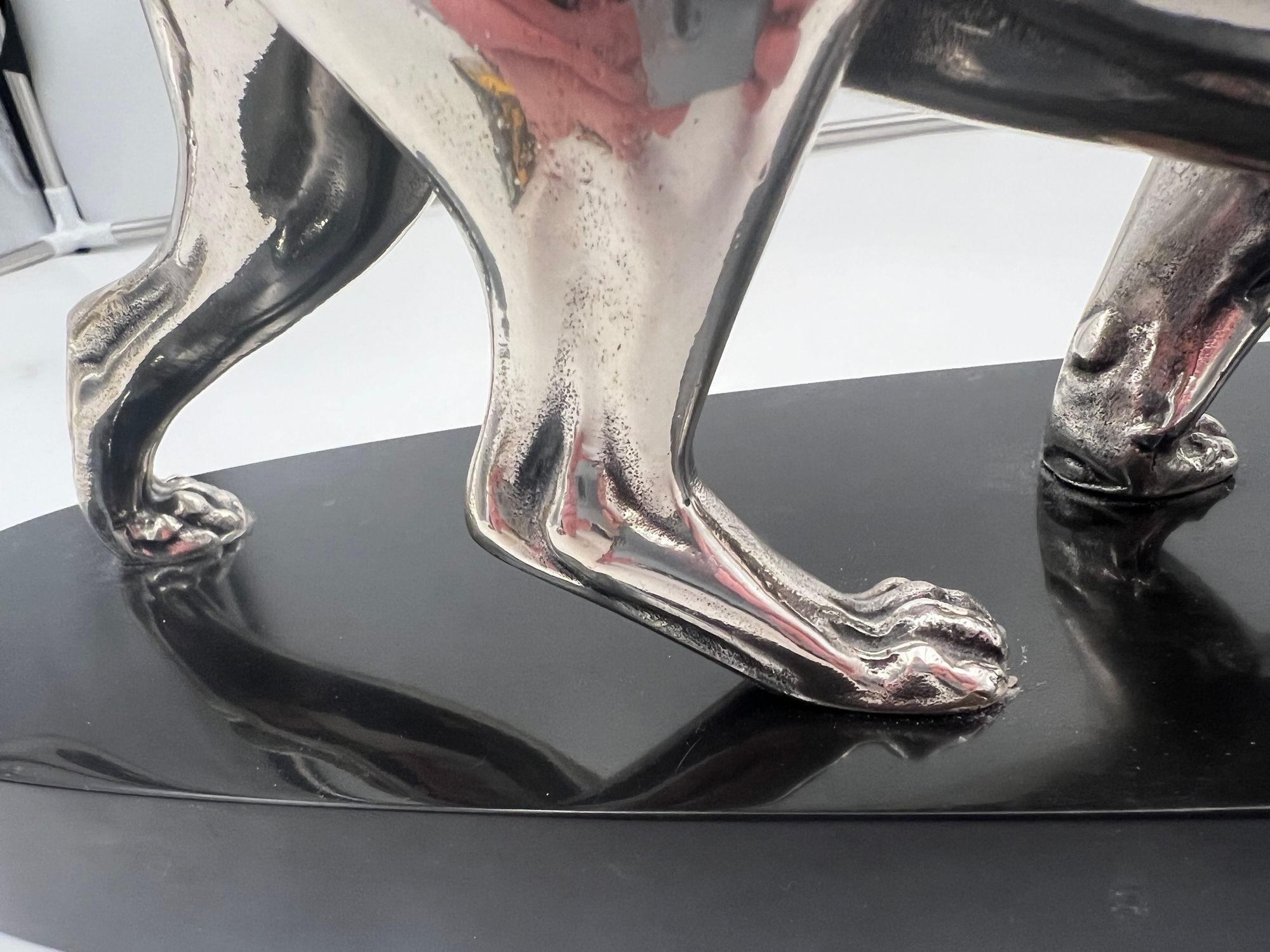 Art Deco Panther Sculpture, Silver Plated, France circa 1930 For Sale 7